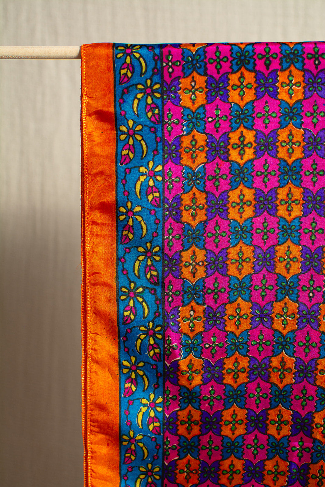 Orange Floral Printed Stole